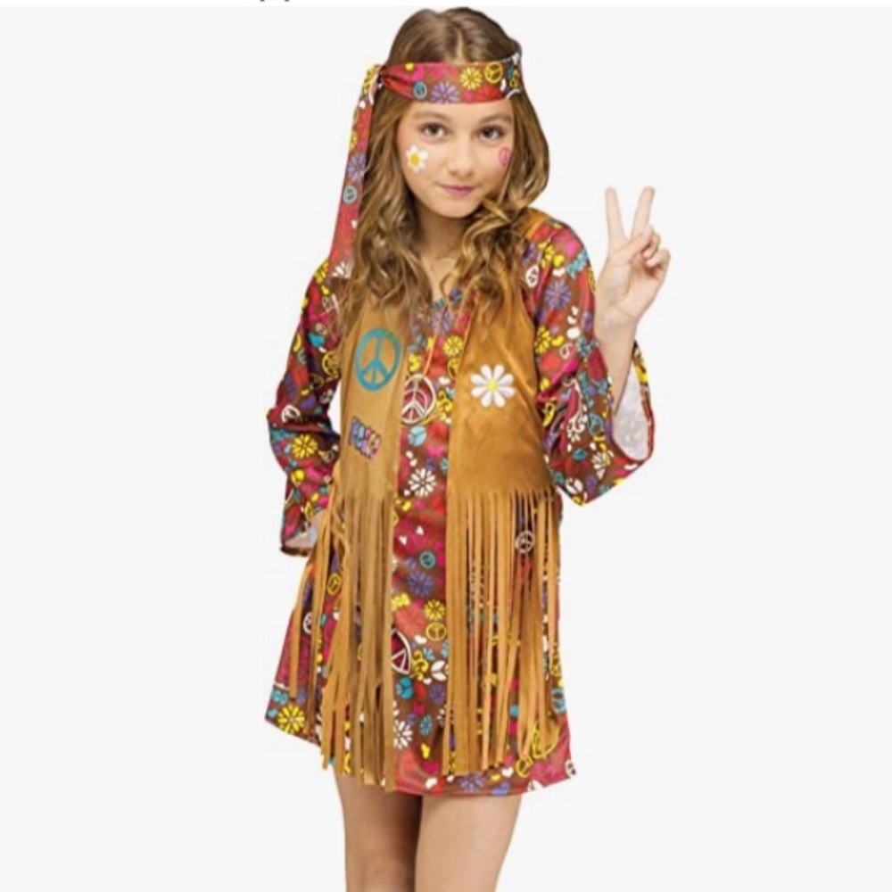 THE GROOVY 60'S PEACE AND LOVE 🌼 HIPPIE CHILD DRESS🌼 COSTUME SIZE M 🌟NWOT🌟